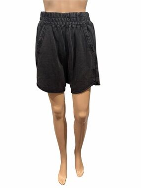 Free People Movement Womens Shorts All Star Solid Black High Rise Pockets XS